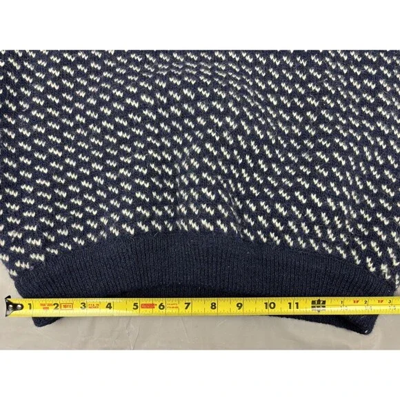 Vintage LL Bean Norwegian Birdseye Fair Isle Fisherman Wool Sweater Size L Blue - Picture 9 of 13